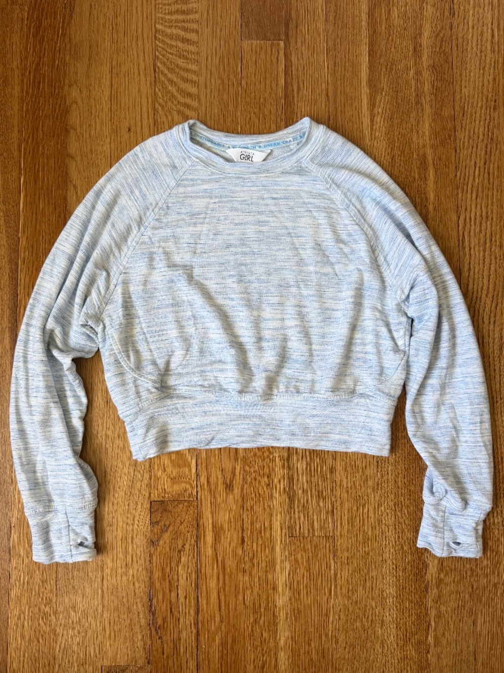 Athleta Girl Long Sleeve Crewneck Top, Blue Space Dye, M (8/10)
